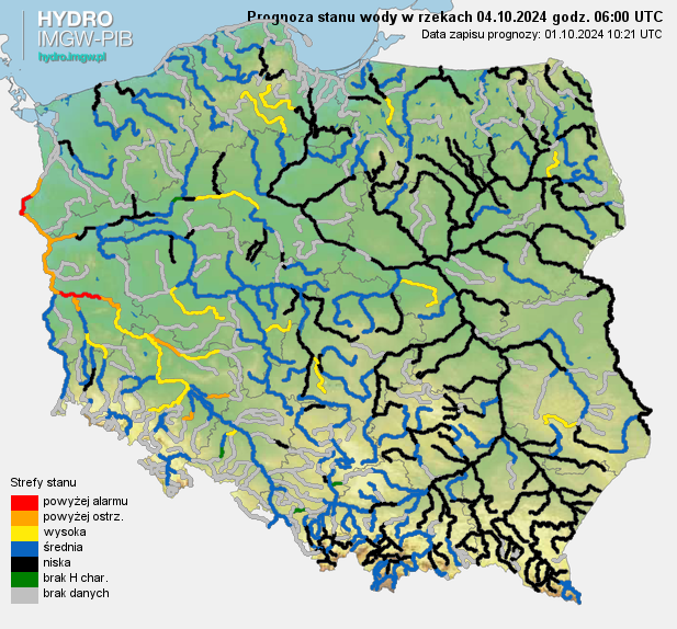 Prognozowana sytuacja hydrologiczna 04.10.2024 r. (06 UTC)